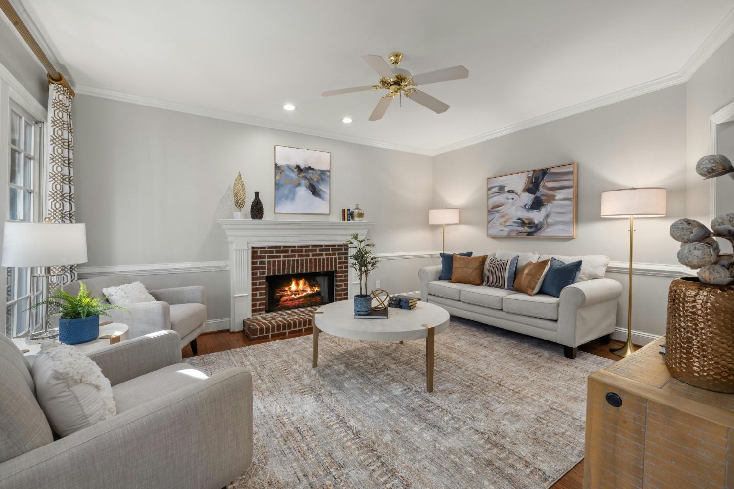 inviting living space with modern furniture and fireplace in Troutman, NC by Carolina Signature Custom Homes stock-optimized