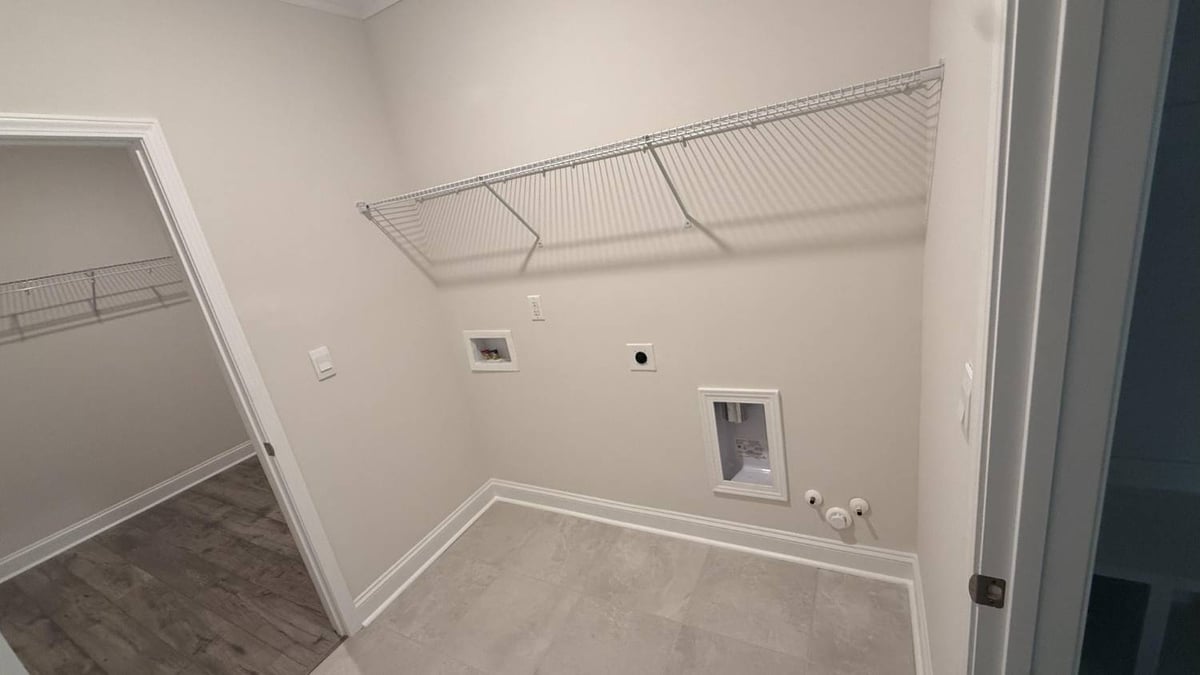 unfinished custom laundry room with utility connections in Troutman, NC by Carolina Signature Custom Homes-optimized